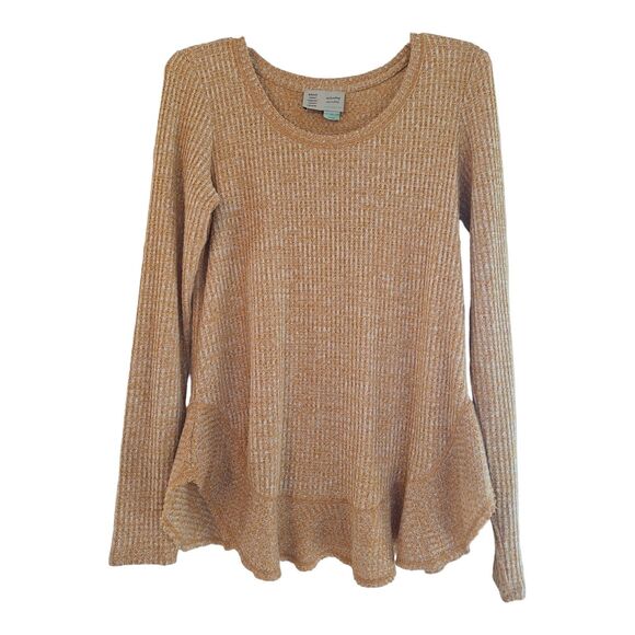 Anthropologie Waffle Thermal Knit Tunic Mustard Gold Saturday Sunday Small - Picture 2 of 12